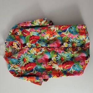 Liz Baker Sport Vintage Short Sleeve Tropical Print Button Front Blouse Size 22W